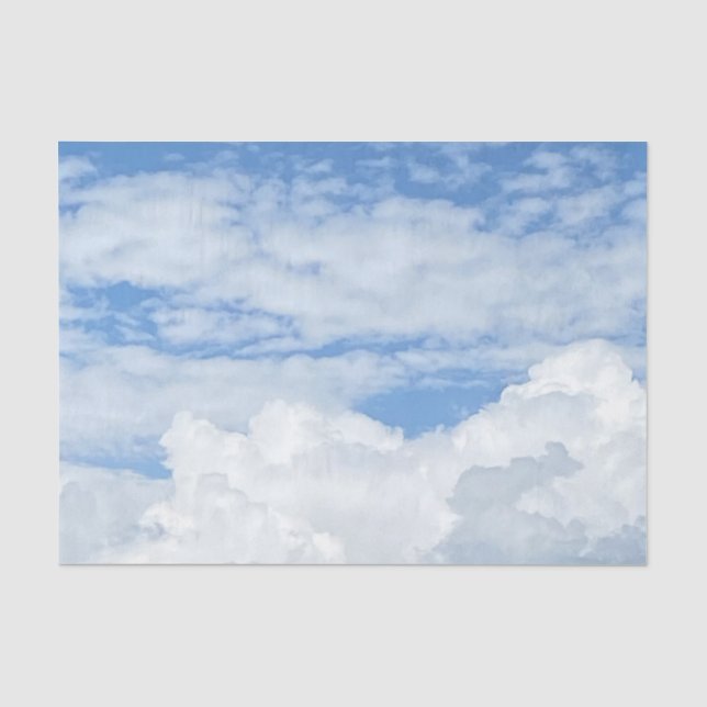 PAPIER MOUSSELINE PAPIER TISSU PHOTOGRAPHIQUE DES NUAGES DU CIEL BLE (Recto)