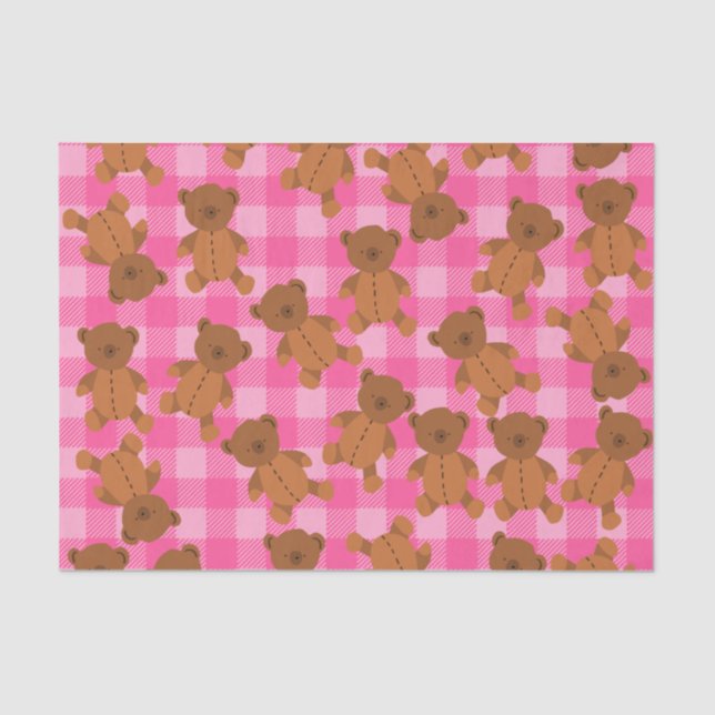 Papier Mousseline Papier Tissu Pink Teddy Bear (Recto)