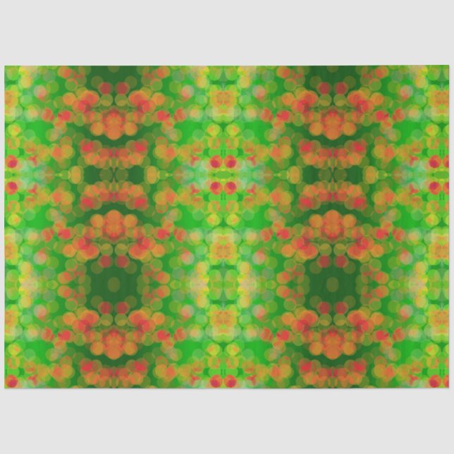 Papier Mousseline Papier Tissu Pretty Orange Rose Green Lemon Spots (Recto)