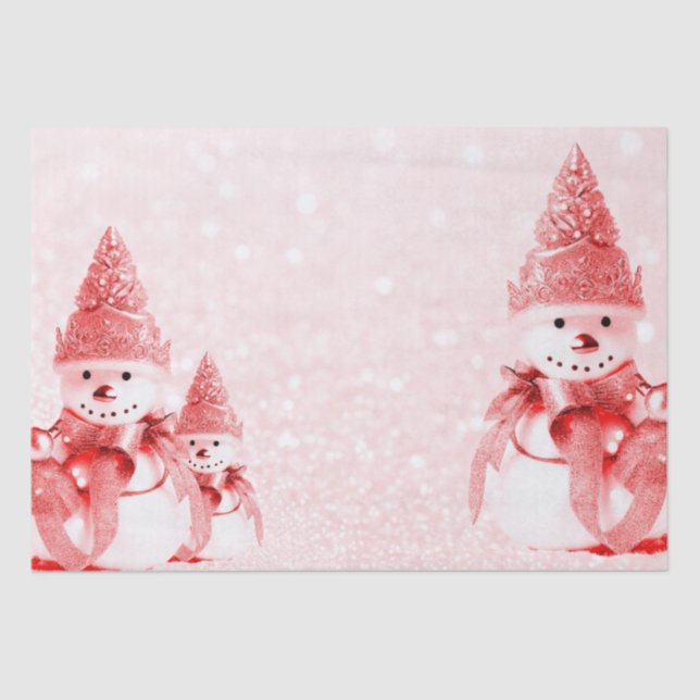 Papier Mousseline Papier Tissu Red Casquette Snowman (Recto)
