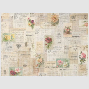 Papier Mousseline Papier Tissu Romantique Distressed Rose & Ephemera