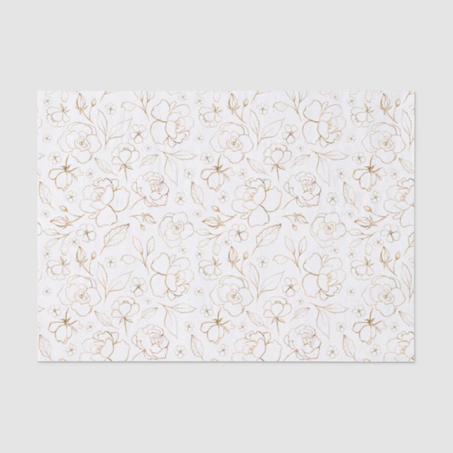 Papier Mousseline Papier Tissu Rose à croquis d'or (Recto)