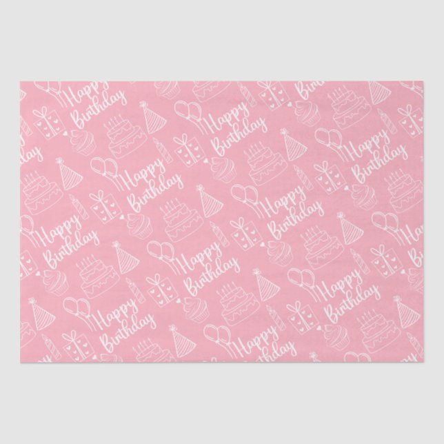 Papier Mousseline Papier Tissu Rose Anniversaire (Recto)