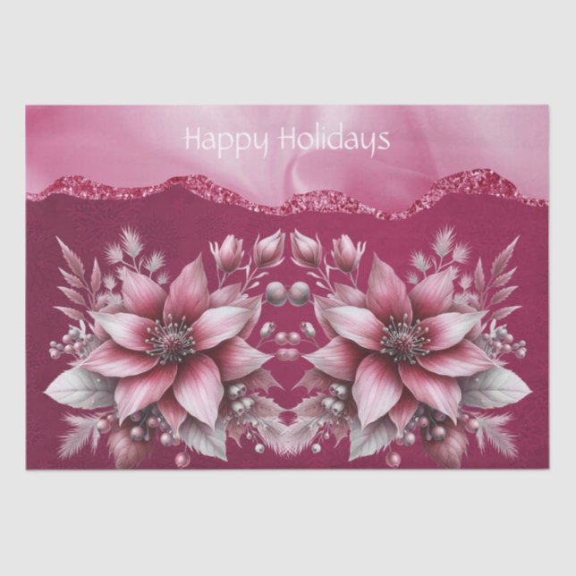 Papier Mousseline Papier Tissu Rose Floral (Recto)