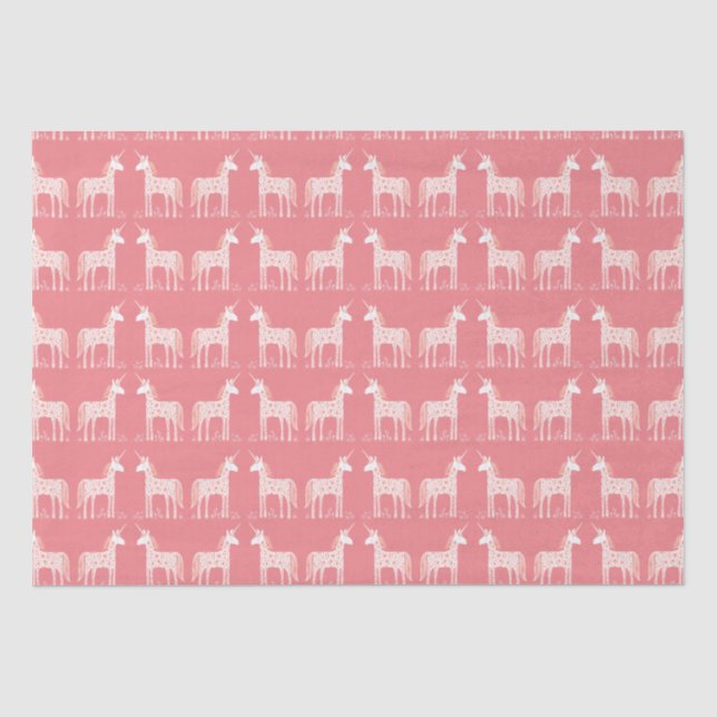 Papier Mousseline Papier Tissu rose Unicorne Magique (Recto)