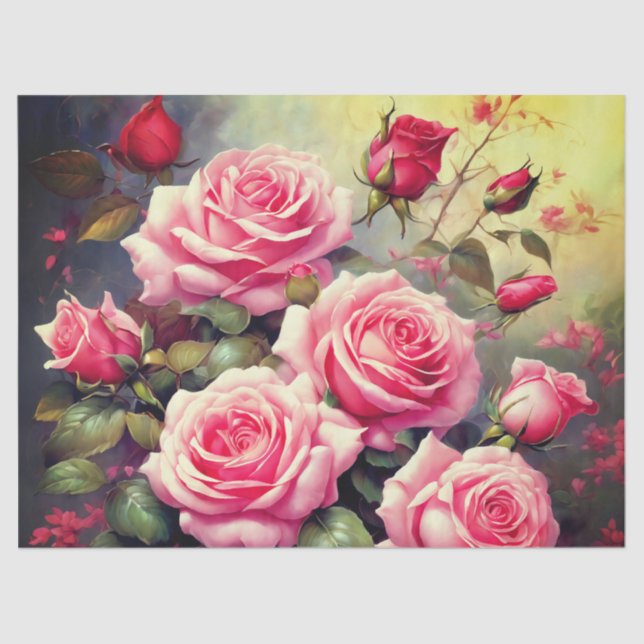 Papier Mousseline Papier Tissu Roses Roses Roses Roses Roses Roses (Recto)