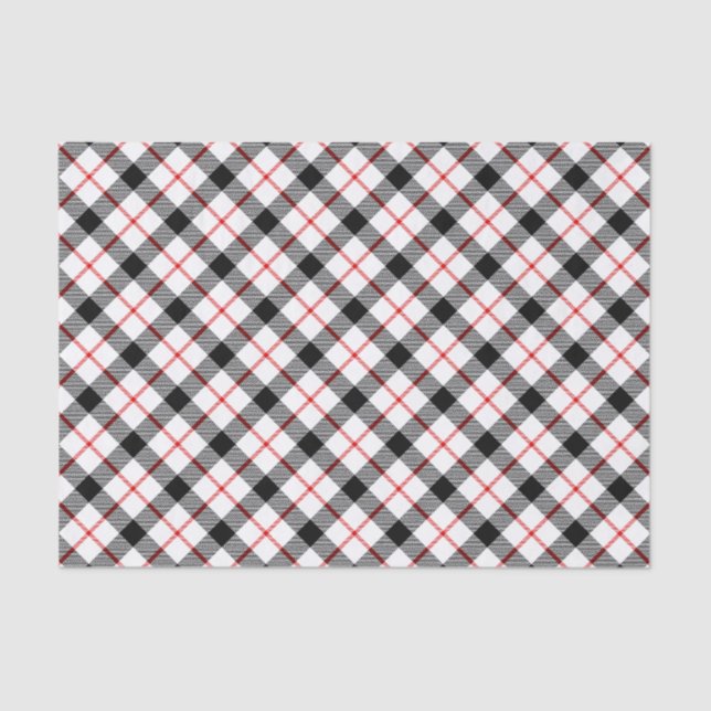 Papier Mousseline Papier Tissu rouge noir et blanc Plaid (Recto)