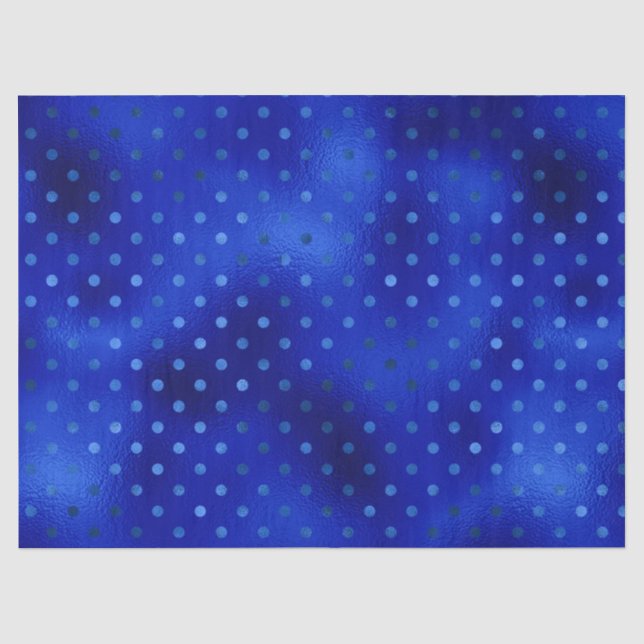 Papier Mousseline Papier Tissu Royal Blue Foil Polka Dot Hanoukka (Recto)