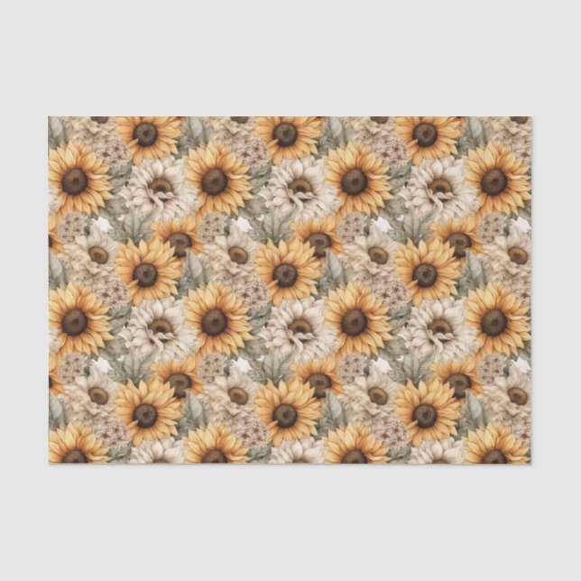 Papier Mousseline Papier Tissu Rustique de découpage de tournesol (Recto)