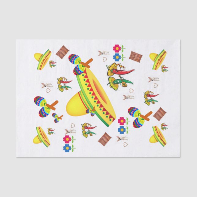 Papier Mousseline Papier Tissu Sombrero Hot Peppers Floral (Recto)