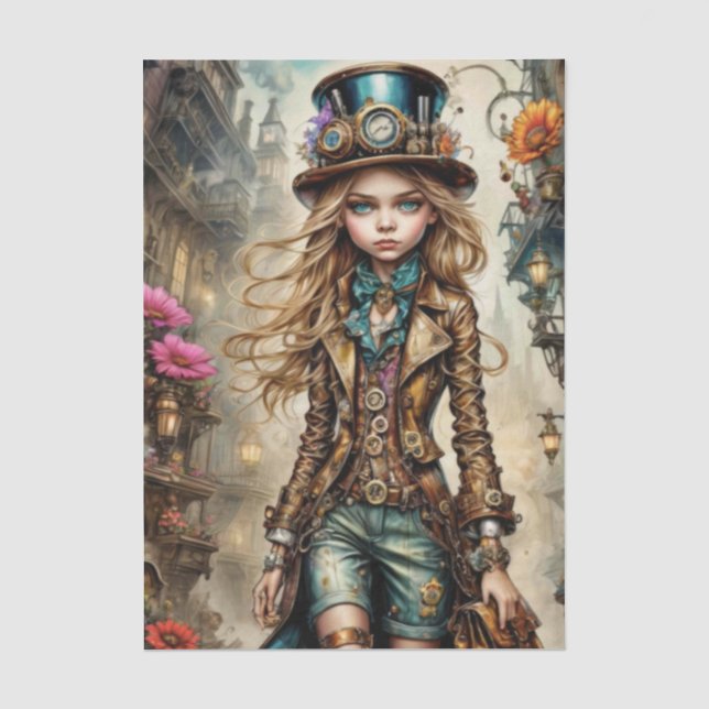 Papier Mousseline Papier Tissu Steampunk Girl (Recto)