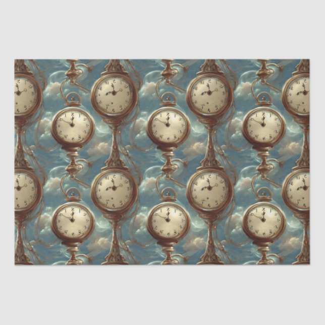 Papier Mousseline Papier Tissu Surreal Pocket Watch Motif (Recto)