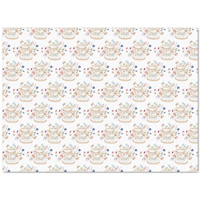 Papier Mousseline Papier Tissu Tasse de Thé (Wildflower White Tea Cup Party Tissue Paper by Painted Paperie
)