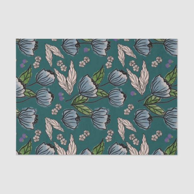 Papier Mousseline Papier Tissu - Turquoise profond (Recto)