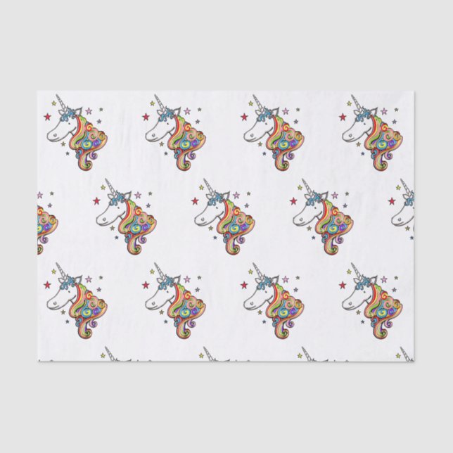Papier Mousseline Papier Tissu Unicorne Arc-en-ciel (Recto)