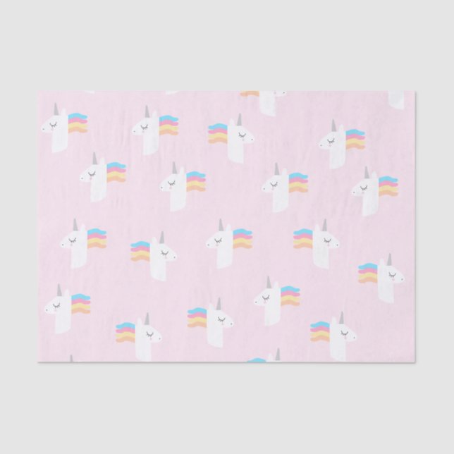 Papier Mousseline Papier Tissu Unicorne Rose (Recto)