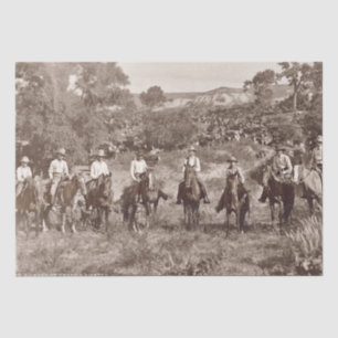 Papier Mousseline Papier Tissu vintage Cowboys pour le découpage 