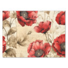 Papier Tissu vintage Inspiré Red Poppies