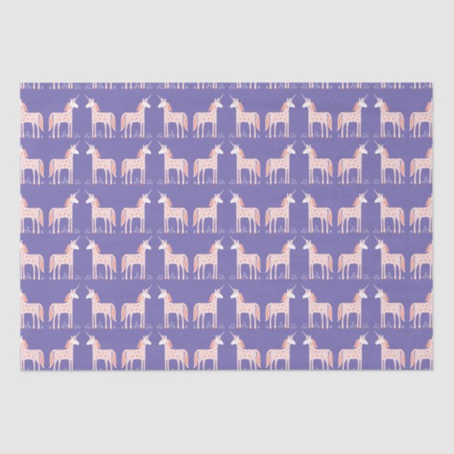 Papier Mousseline Papier Tissu Violet Unicorne Magique (Recto)