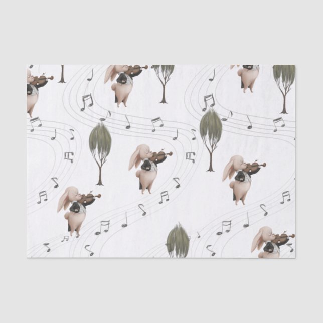 Papier Mousseline Papier Tissu Violoniste Bunny (Recto)