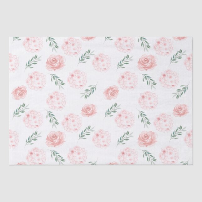 Papier Mousseline Papier tissue cadeau Hortensia rose  (Recto)