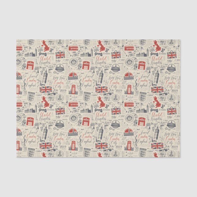 Papier Mousseline Papier Tissue vintage Londres (Recto)