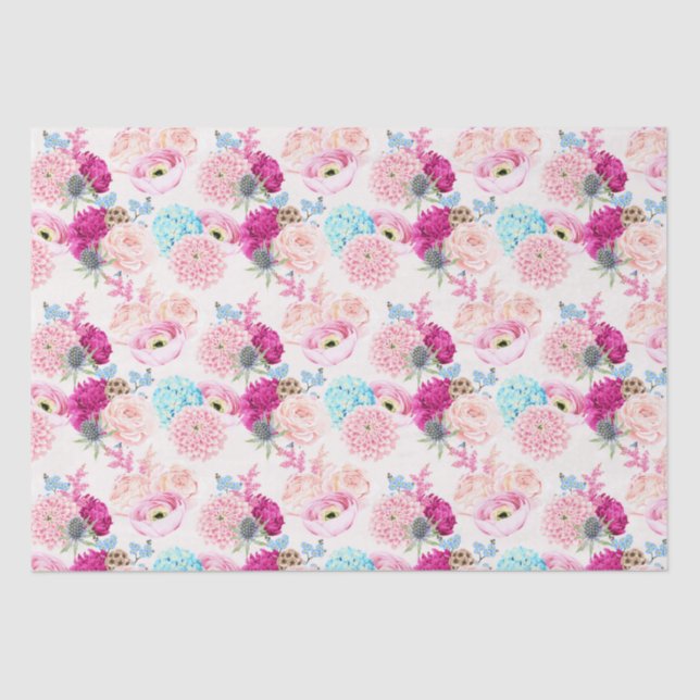 Papier Mousseline Papier tissulaire à motif floral (Recto)