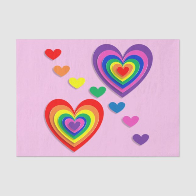 Papier Mousseline Papier tissulaire du coeur arc-en-ciel (Recto)