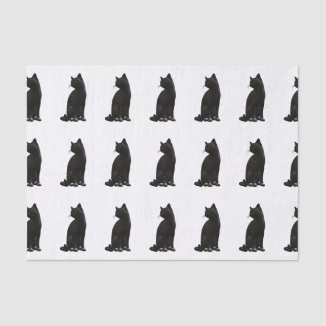 Papier Mousseline Papier Tissus de chat noir (Recto)