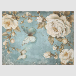 Papier Mousseline Papier vintage shabby chic papillon et papier rose