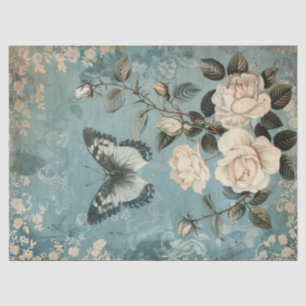 Papier Mousseline Papier vintage shabby chic papillon et papier rose