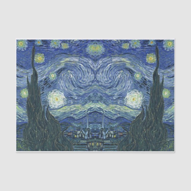 Papier Mousseline Papier vintage Starry Night Decoupage (Recto)