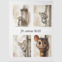 Papiers Decoupage 4 Souris adaptés pour toile 8 x