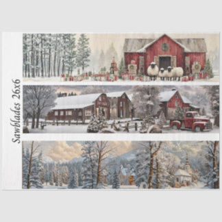 Papier Mousseline Papiers pour scie à main Decoupage Grange rouge, É