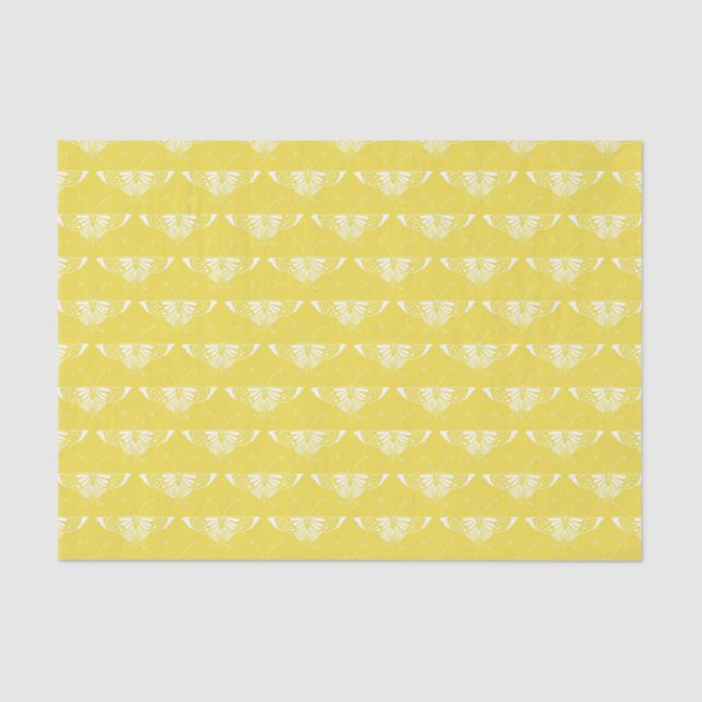 Papier Mousseline Papillon Art déco stylisé - jaune et blanc (Recto)