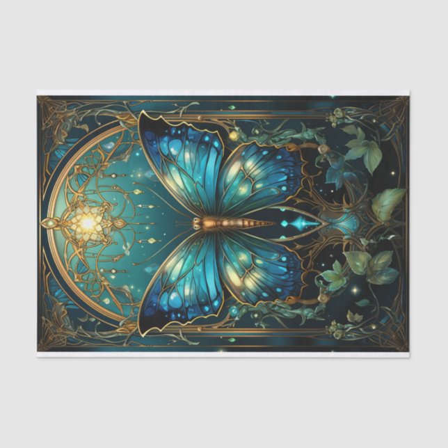 Papier Mousseline Papillon bleu Sapphire étonnant (Recto)