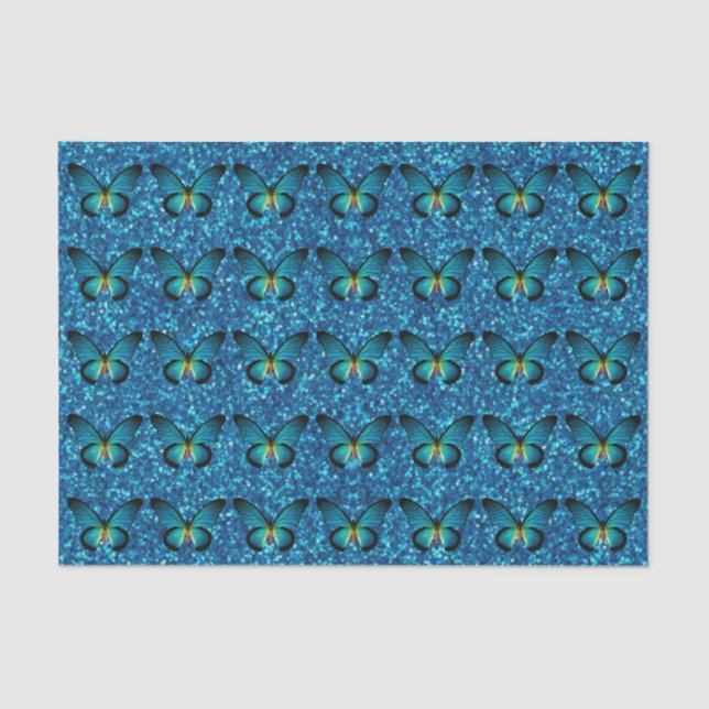 Papier Mousseline Papillon bleu sur papier papier de papier de Parti (Recto)