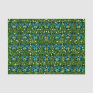 Papier Mousseline Papillon Bleu Sur Papier Tissu Parties scintillant