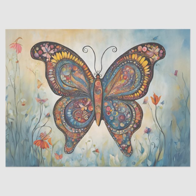 Papier Mousseline Papillon Boho (Recto)