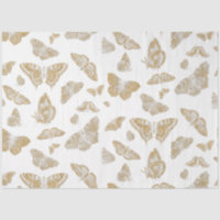 Papillon botanique Or n Blanc Motif Découpage