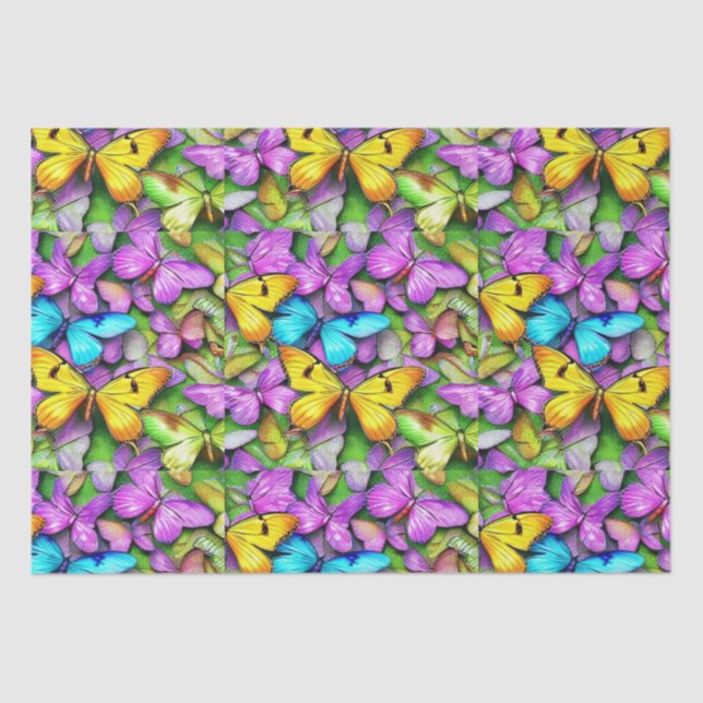 Papier Mousseline Papillon coloré (Recto)