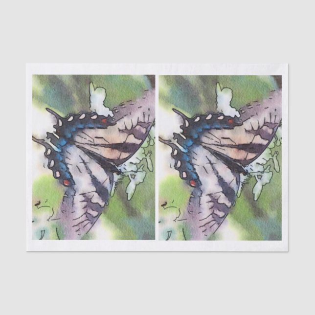 Papier Mousseline Papillon d'aquarelle pour le decoupage de (Recto)