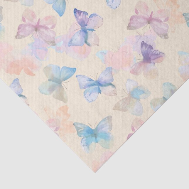 Papier Mousseline Papillon decoupage crème  (Détail)
