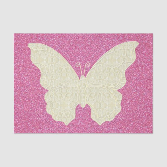 Papier Mousseline Papillon Dentelle Sur Papier Tissu De Parties scin (Recto)