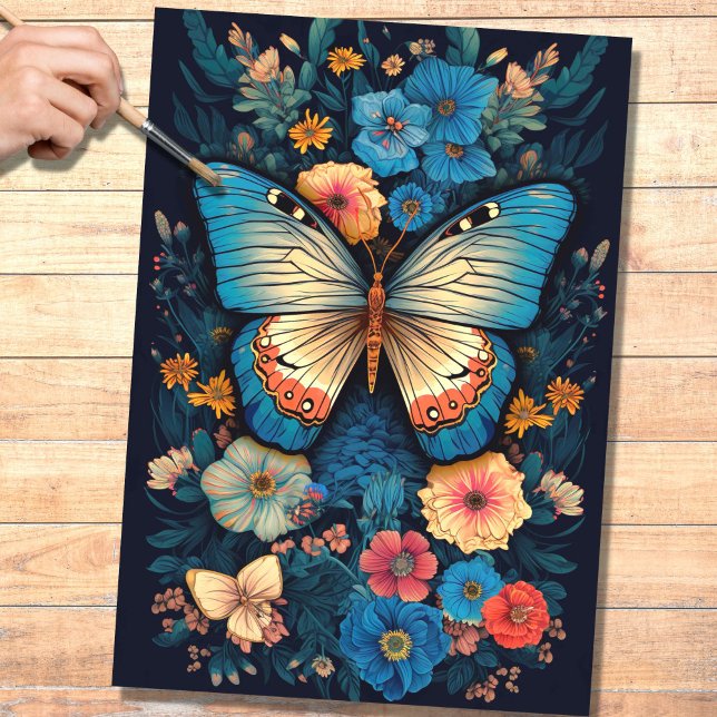 Papier Mousseline Papillon en fleurs 1 Papier de découpage (Créateur téléchargé)