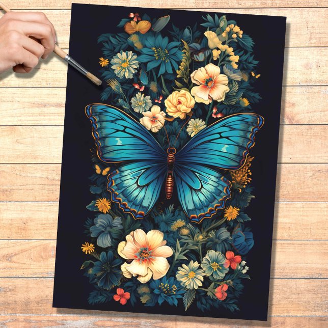 Papier Mousseline Papillon en fleurs 2 papier découpage (Créateur téléchargé)