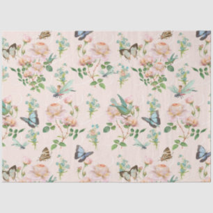 Papier Mousseline Papillon Fée Cachée Blush Rose Floral Dragonfly