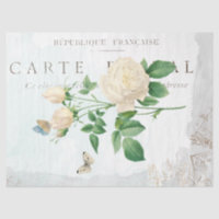 Papillon Fleur rose Carte Postale Bleu Peint
