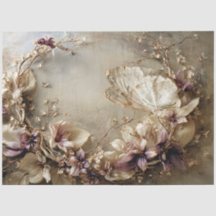 Papier Mousseline Papillon & Floral, Arrangement Botanique Ovale