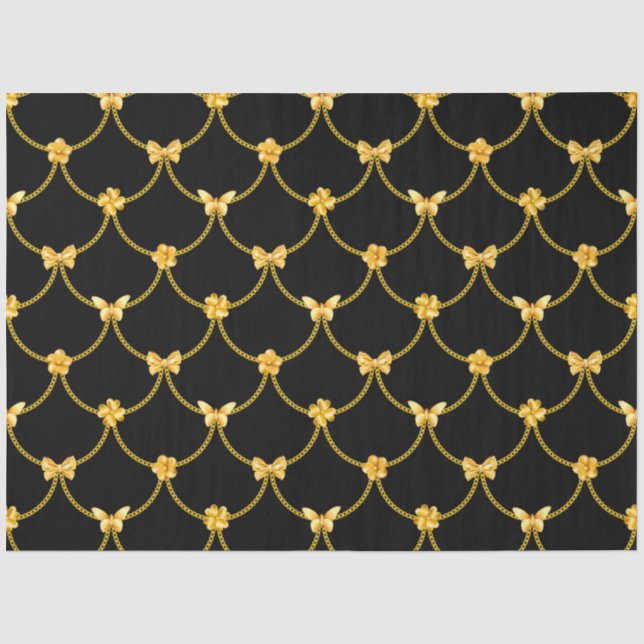 Papier Mousseline Papillon Floral naturel de luxe moderne or (Recto)